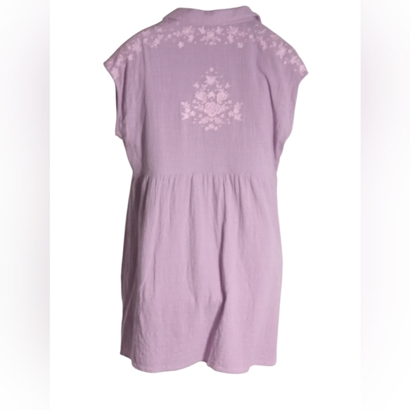 Savannah Jane Lilac Embroidered Collared Boho Tunic Dress Women's Sz Large - Picture 8 of 9